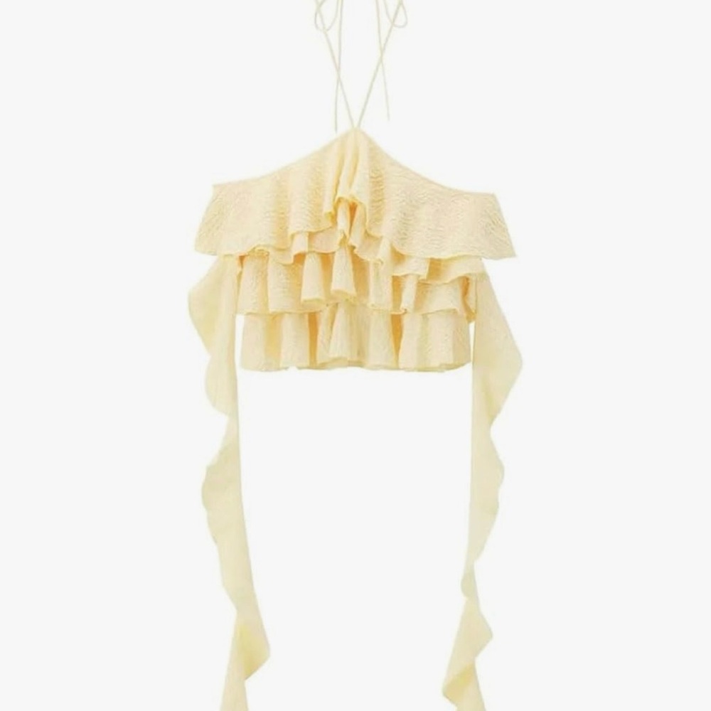 Zara Yellow Ruffle Halter Top